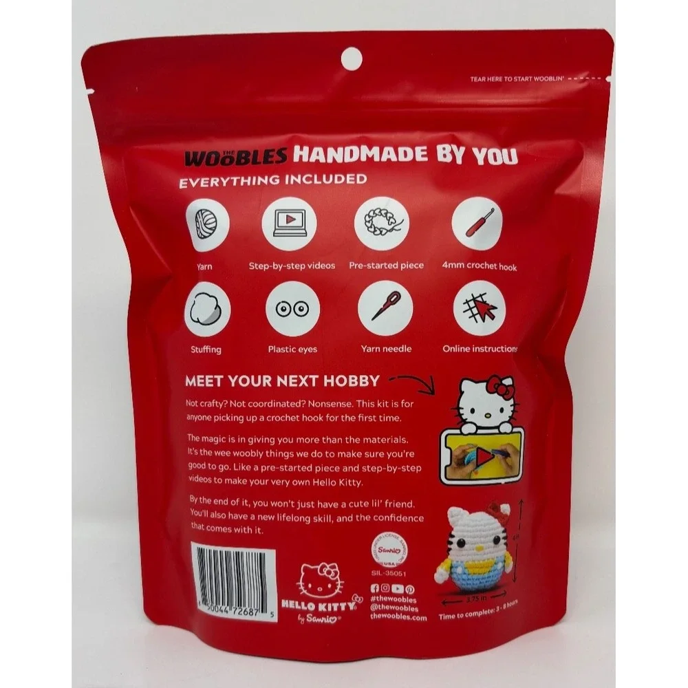 The Woobles Wobbles Crochet Kit‎ For Beginners Hello Kitty New In Package NWT